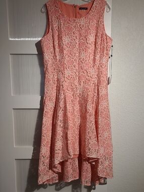 Tommy Hilfiger Coral Pink Lace High-Low Dress